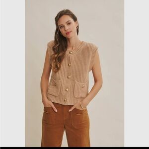 Women's Tan Knit Sleeveless Top